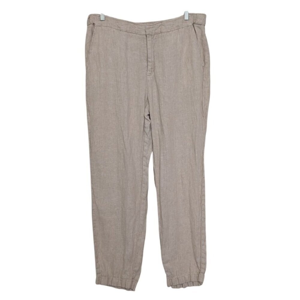 Coldwater Creek 100% Linen Pants Womens Size 14 Beige Lagenlook Beach Boho